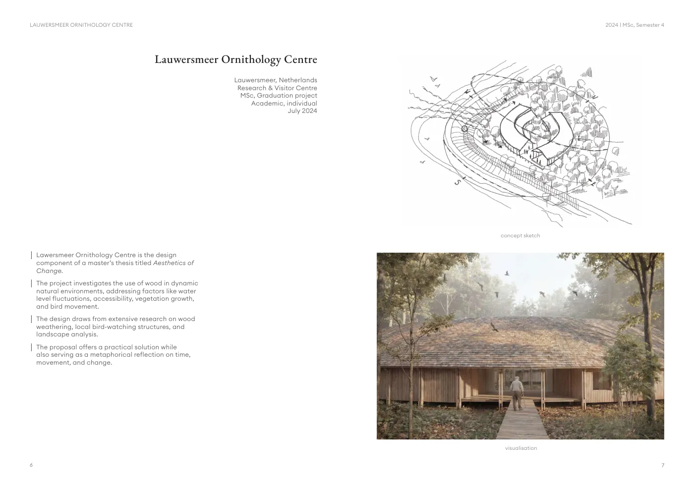 A spread from the portfolio: Lauwersmeer Ornithology Centre.